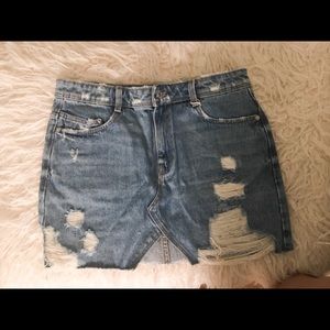 Zara Distressed Denim Mini skirt